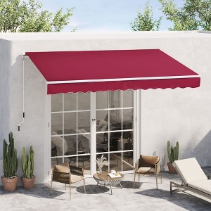 Sapphtopaz 12'x10' Retractable Awning Manual Patio Awnings Sunshade Shelter 280gsm UV Resistant with Manual Crank Handle - 1 of 4