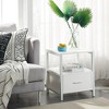 VECELO Modern Wooden Nightstand with Drawer Square End Bedside Tables with Open Shelf, Stable Metal Frame Small Side Tables - 2 of 4