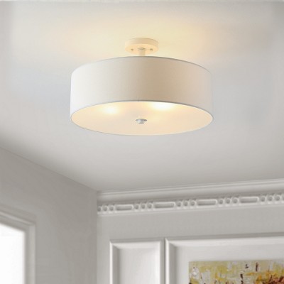 Jolana 12.5" White Fabric Shade Flush Mount Light