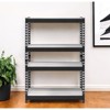 HomeRoots 48" Black And Natural Metal and Wood Adjustable Four Tier Bookcase - 2 of 4