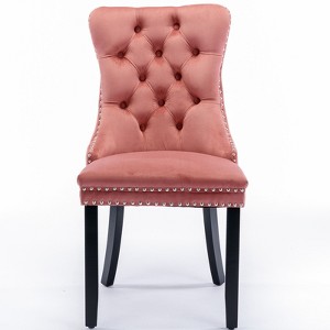 AZL1 Life Concept Accent Chairs Armless 2 Pcs Tufted Velvet Leisure Chair with Rubberwood Legs Modern Vanity for Bedroom, Pink, 25.5"*19.7"*37.4" - 1 of 4
