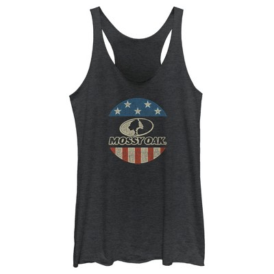 Women's Mossy Oak American Flag Circle Logo Racerback Tank Top