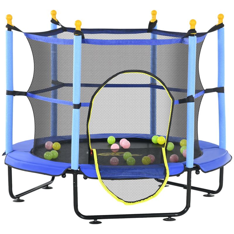 Qaba 4.6' Trampoline for Kids, 55" Toddler Trampoline with Safety Enclosure & Ball Pit for Indoor or Outdoor Use, Built for Kids 3-10 Years, 4 of 7