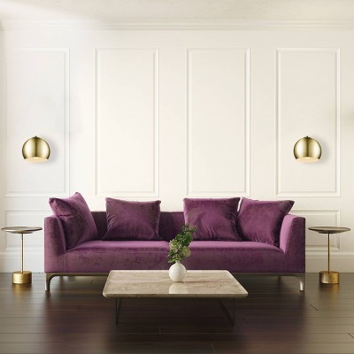 Matte Brass Plug-In Wall Sconce with Round Shade