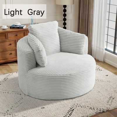 Hrinhom 48.8"W Compressible Round Chair, with Pillows, Corduroy
