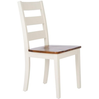Silio White and Natural Ladder Back Dining Chairs, Set of 2