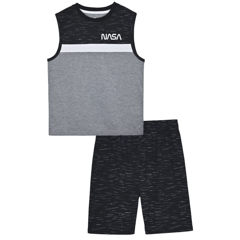 Sleep On It Boys 2-Piece Muscle-Tank Jersey Pajama Shorts Set, 1 of 4