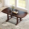 ORRD 60-78 Inch Extendable Dining Table, Farmhouse Wooden Kitchen Table with Removable Leaf, Expandable Table for 4-8 People, Cherry - 3 of 4