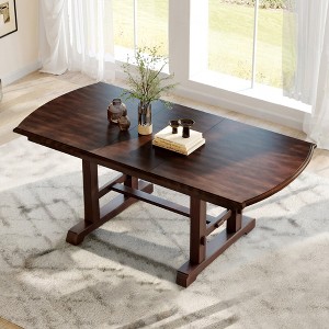 60"-78" Extendable Dining Table with Removable Leaf, Farmhouse Wooden Dinner Table Kitchen Table Office Desk, Brown/Cherry-ModernLuxe - 1 of 4