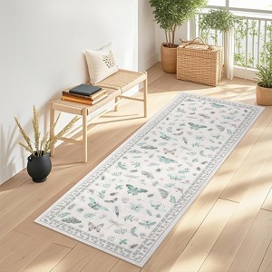 Washable Modern Insect and Butterfly Printed Carpet Indoor Low Pile Non Slip Area Rugs For Living Room Bedroom Soft Easy Care Rug - 1 of 4