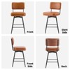 Karl Home Set Of 2 Black PU Leather And Curved Wood Back Bar Stools, Iron Base, Swivel - 2 of 4