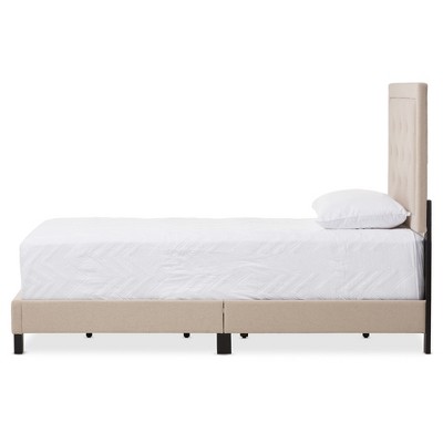 Modern Beige Linen Twin Platform Bed with Diamond Tufting