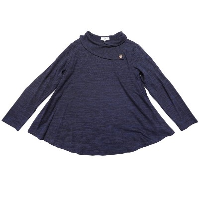 Agnes Orinda Women's Plus Size Cowl Neck Button Long Sleeve Pockets Casual Soft Tunic Blouse