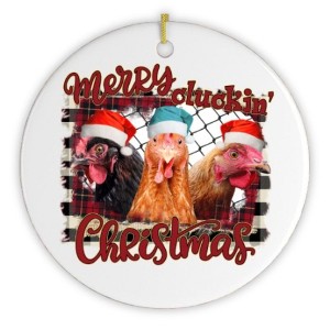 Merry Cluckin Christmas Chicken Ornament| OrnamentallyYou - 1 of 4