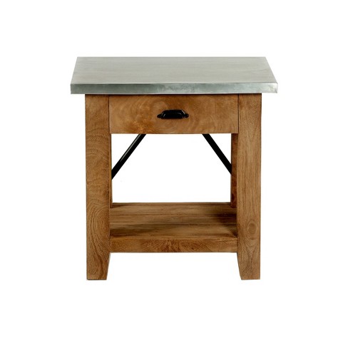 Millwork End Table With Drawer: Modern Industrial Style, Antique Iron ...