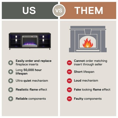 Black Oak 65" Fireplace TV Stand with Shelves