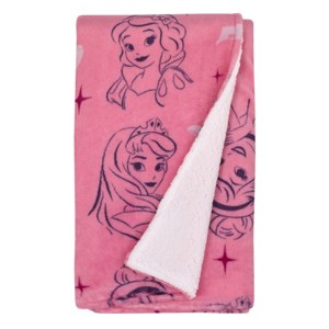 NoJo Disney Princess Pink and Purple Tiaras Super Soft Cuddly Plush Baby Blanket - 1 of 4