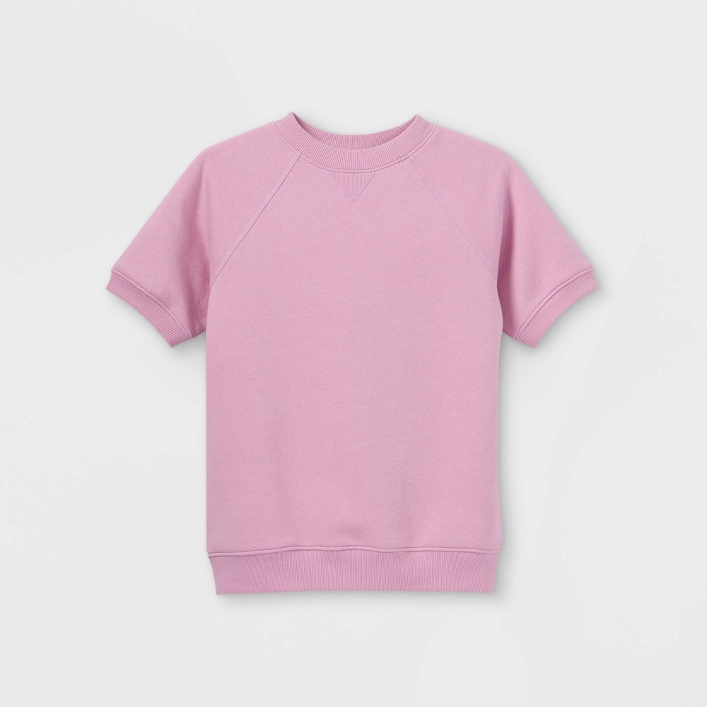 Size XL (16) Kids' Short Sleeve Pullover Sweatshirt - Cat & Jack Lilac XL, Purple