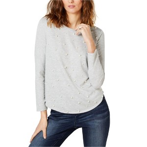 I.N.C International Concepts Womens Pearl Sweatshirt, Grey, Large - 1 of 1