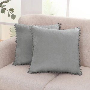 Deconovo Velvet Pom-Pom Throw Pillow Covers 2-Pack, Multiple Sizes - 1 of 4