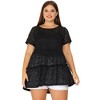 Agnes Orinda Women's Plus Size Tiered Lace Allover Round Neck Short Sleeve Mesh Peplum Blouses - 3 of 4