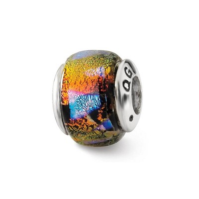 Black Bow Jewelry Orange Hued Dichroic Glass Sterling Silver Bead Charm