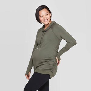 Maternity Long Sleeve Cowl Neck Sweatshirt - Isabel Maternity by Ingrid & Isabel Olive S, Women