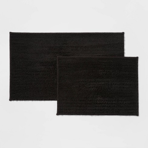 2pk Quick Dry Bath Rug Set Washed Black - Threshold