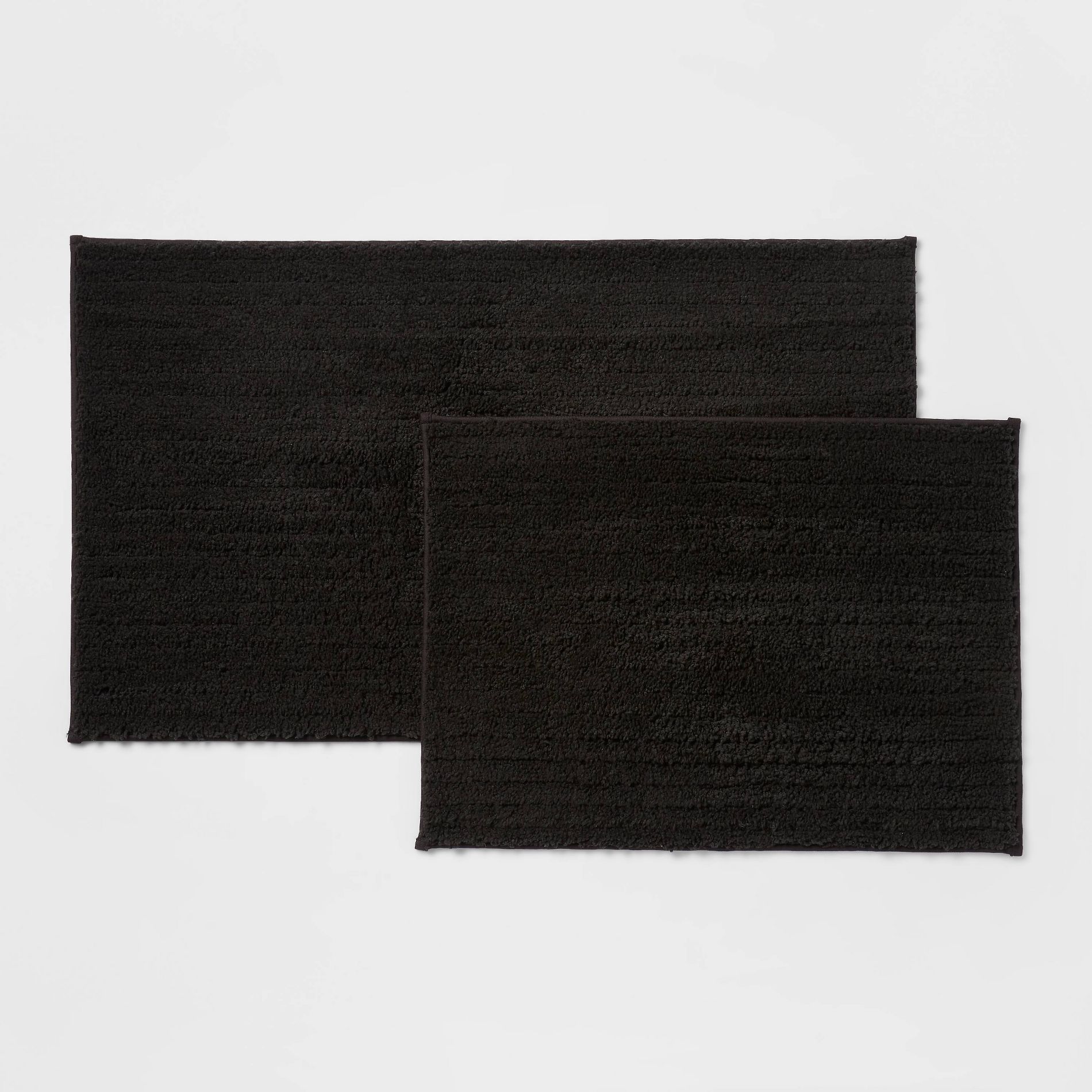 2pk Quick Dry Bath Rug Set Washed Black - Threshold™: Machine Washable, Tufted Polyester, Latex Backing