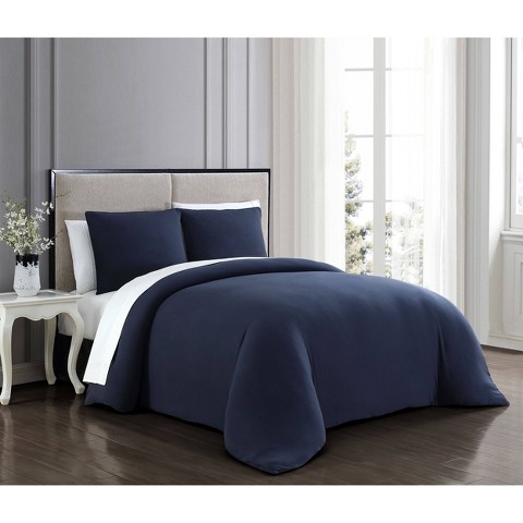 Geneva Home Fashion 3pc Queen Gweneth Enzyme Wash Comforter Set Navy - Geneva Home Fashion: Microfiber Bedding, Machine Washable