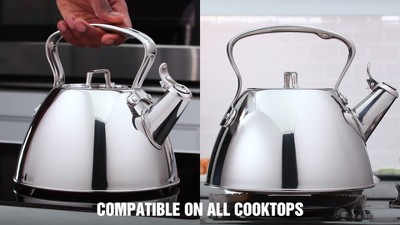 2-Quart Silver Stainless Steel Whistling Tea Kettle