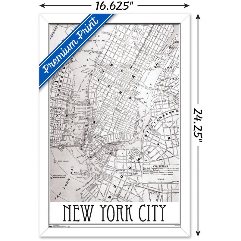 Trends International New York Map Framed Wall Poster Prints, 3 of 7