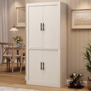 GustoWave 71" Tall Kitchen Pantry Cabinet, 4 Doors & Adjustable Shelves, Freestanding Wood Large Food Cupboard for Dining, Living Room - 1 of 4