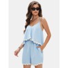 EXLURA Women's Summer Romper 2025 Spaghetti Strappy Ruffle Jumpsuit Halter Neck Pleated Outfits with Pockets - 3 of 4