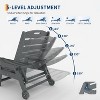 coucheta Outdoor HDPE Chaise Lounge with Rolling Wheels Set of 2, Oversize HDPE 5-Position Pool Lounge Chairs, for Deck, Patio, Pool, Backyard, Grey - 3 of 4