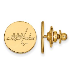 Black Bow Jewelry 14k Yellow Gold Plated Sterling Silver Washington Capitals NHL Pin - 1 of 3