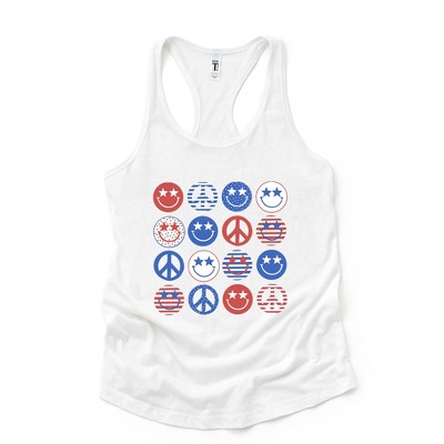 Simply Sage Market Women's Stacked 4th Of July Smiley Faces Racerback Tank
