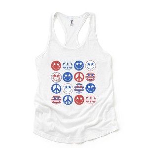 Simply Sage Market Women's Stacked 4th Of July Smiley Faces Racerback Tank - 1 of 2