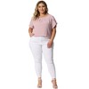 Agnes Orinda Women's Plus Size Elegant Pleated Petal Tulip Short Sleeve Office Work Summer Blouses - 3 of 4
