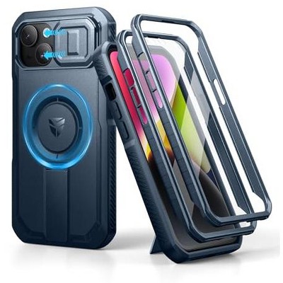 Dexnor for iPhone 13/iPhone 14 Case with Slide Camera Cover&Adjustable Kickstand&Built-in Screen Protector, Magnetic  Shockproof Cases