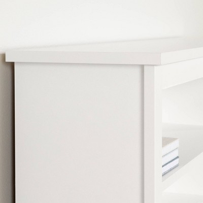 Twin White Wood Headboard with Storage Shelves
