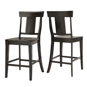 South Hill Panelled Back 24 in. Counter Chair (Set of 2) - Antique Black - Inspire Q