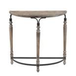 LuxenHome Rustic Wood and Metal Half Moon Console and Entry Table