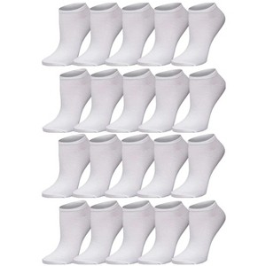 Tipi Toe Women's 20 Pairs Solid Plain Pure Simple Crisp White Low Cut/No Show Socks - 1 of 4