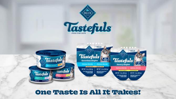 Blue Buffalo Tastefuls Adult Cat Chicken Entree Pate Wet Cat Food - 3oz, 5 of 6, play video