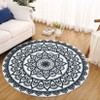 Indoor Soft Vintage Flower Round Area Rugs for Living Room Bedroom Washable Low Pile Non Slip Small Carpet Retro Room Decor - 4 of 4