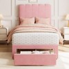 Twin Bed Frame with Storage Drawer and Headboard, Velvet Upholstered Twin Platform Bed Frame for Girls, Strong Wooden Slats Support, Noise-Free,2Pack - 4 of 4