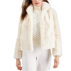 I.N.C International Concepts Womens Faux Fur Coat, White, Large - 1 of 1