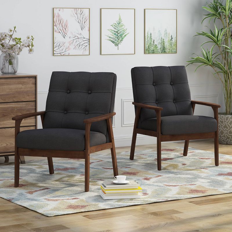 Set of 2 Duluth Mid-Century Armchairs Black - Christopher Knight Home, 3 of 7