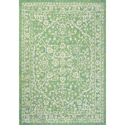 Bohemian Medallion Cream/Green Synthetic 4' x 6' Area Rug